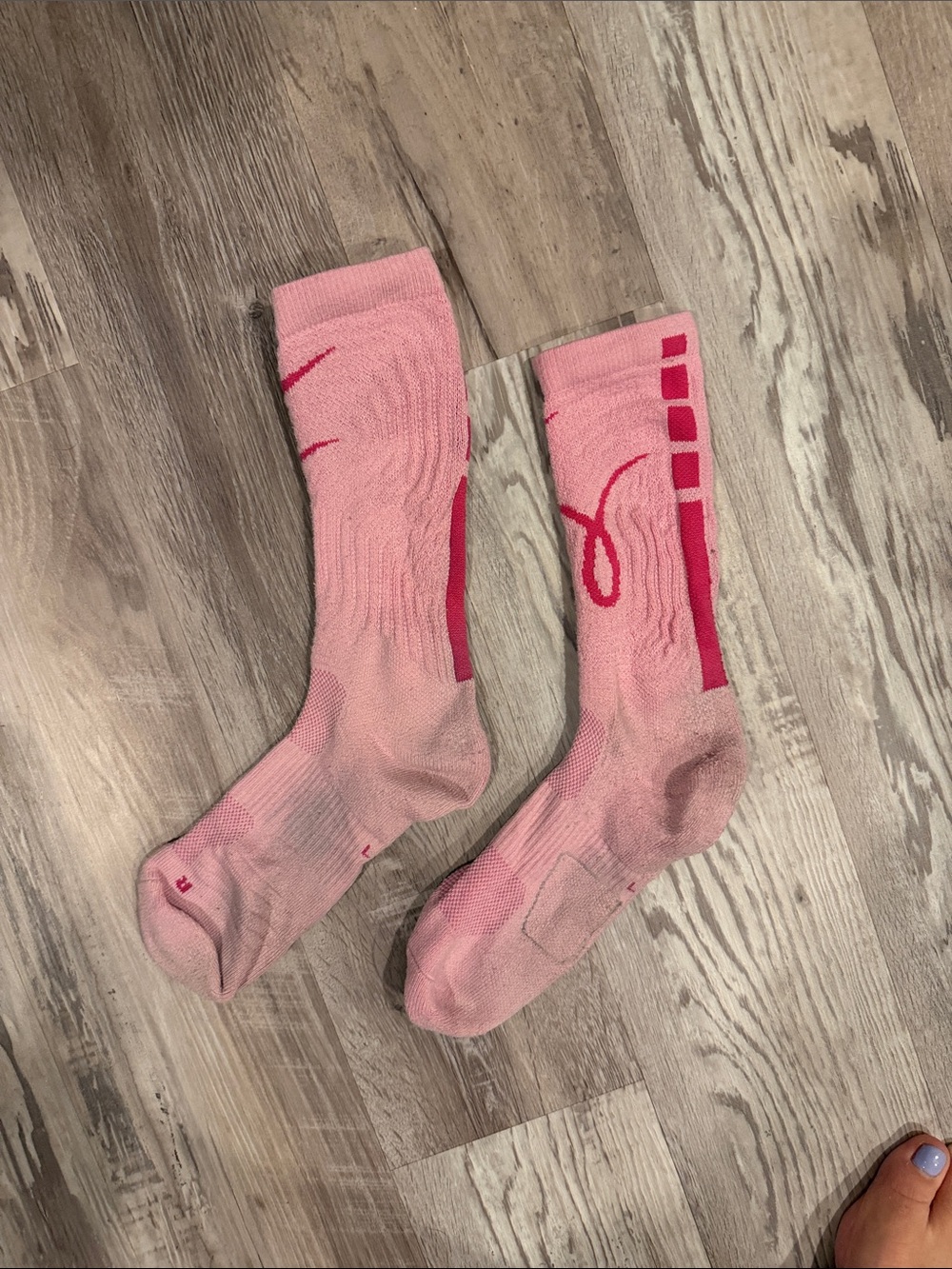Nike Pink Crew Socks with Hot Pink Accents